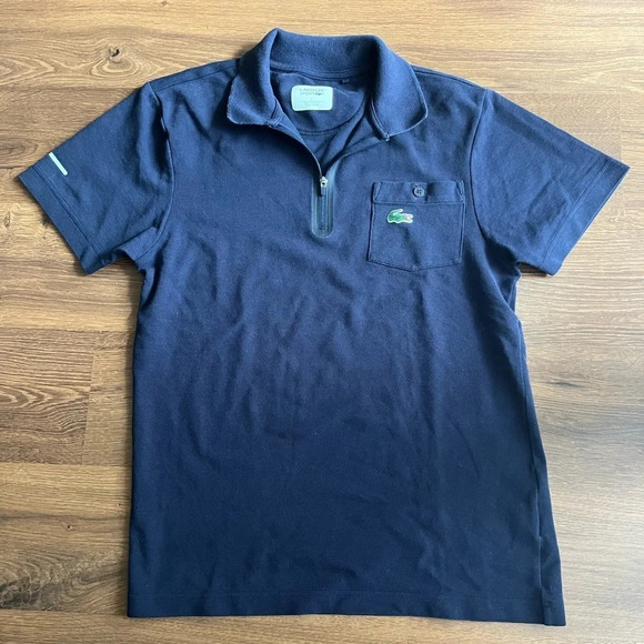 Lacoste Sport  Short Sleeve Zip Up Golf Polo w/Pocket and Logo - Picture 1 of 11